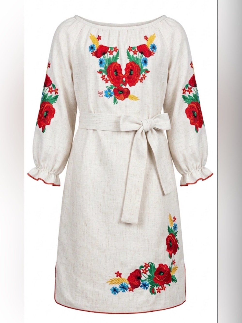 Vyshyvanka

Embroidered Ivory Girls' Formal Dress with Red Floral Details